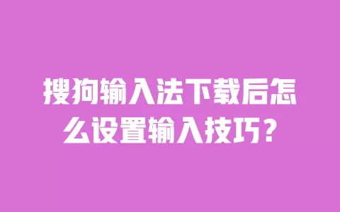 搜狗输入法下载后怎么设置输入技巧? 一